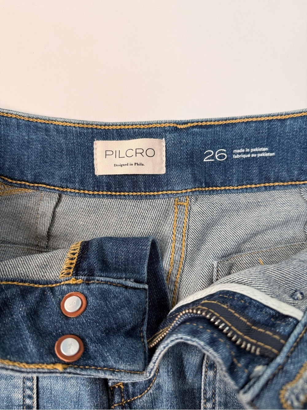 Pilcro Anthropologie Utility Straight Leg Jeans Size 26 Patch Pocket Paneled - Picture 5 of 9